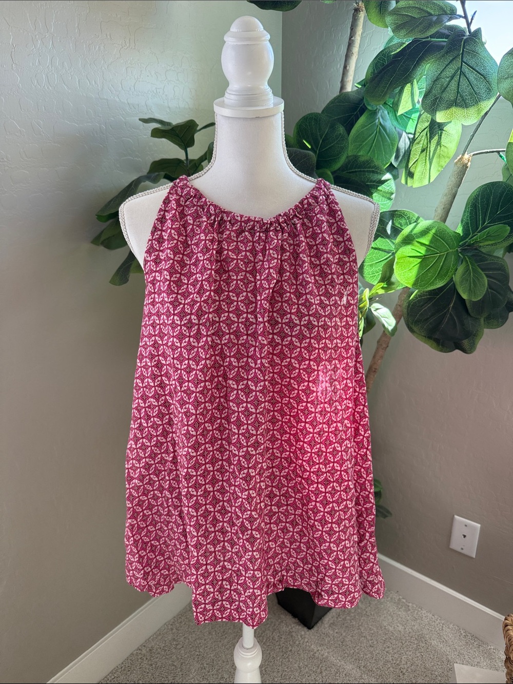 GAP Pink and White Printed Sleeveless Top